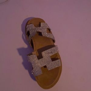Tan sparkly sandals